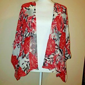 Candies women's top wrap open front floral size L